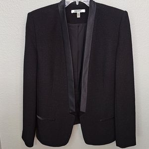 DKNY Black Textured Draped Blazer Size 2